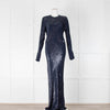 Ashish Navy Blue Sequin Maxi Dress
