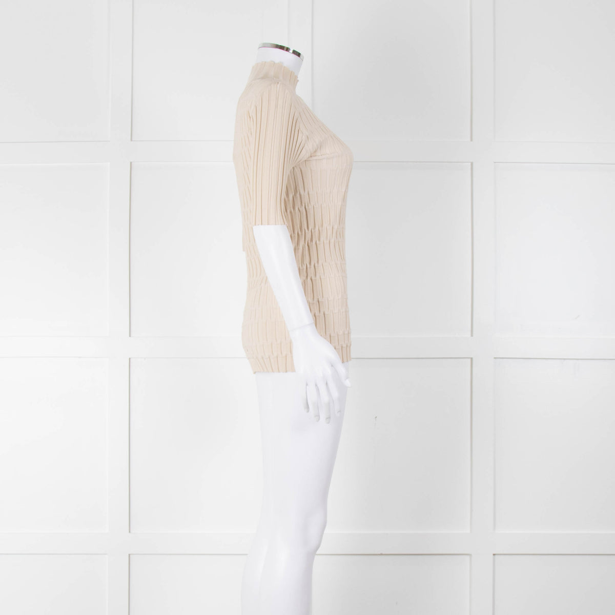 Joseph Cream Geometric Rib Short Sleeve Polo Neck