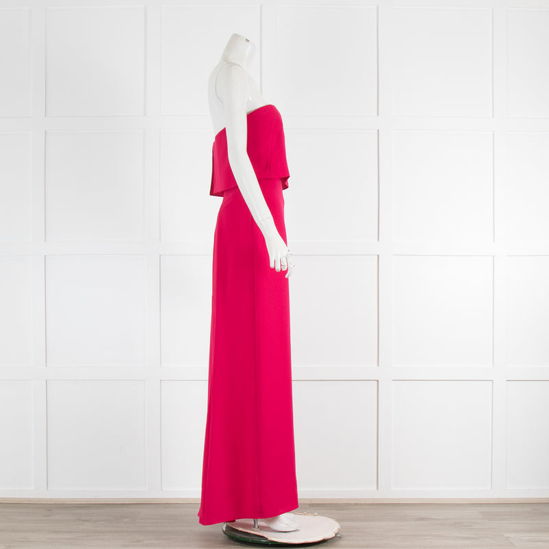 Halston Heritage Raspberry Pink  Strapless Long Dress