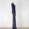 Ashish Navy Blue Sequin Maxi Dress