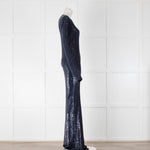 Ashish Navy Blue Sequin Maxi Dress