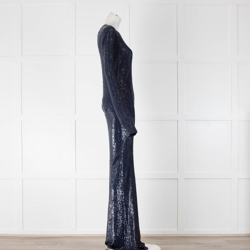Ashish Navy Blue Sequin Maxi Dress