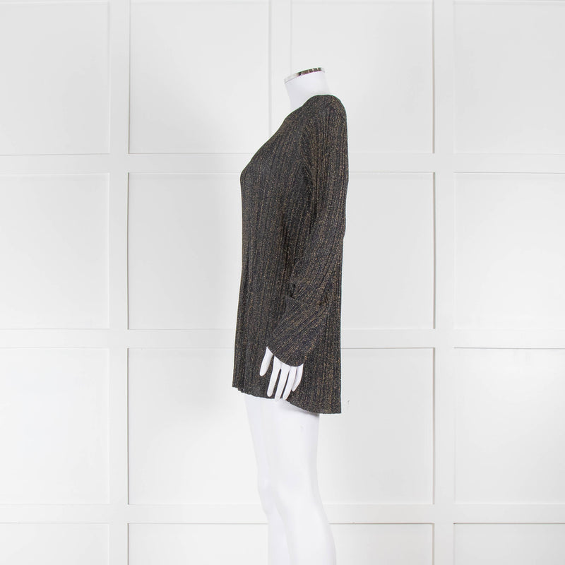 M Missoni Navy Gold Knit Flared Sleeve Sweater