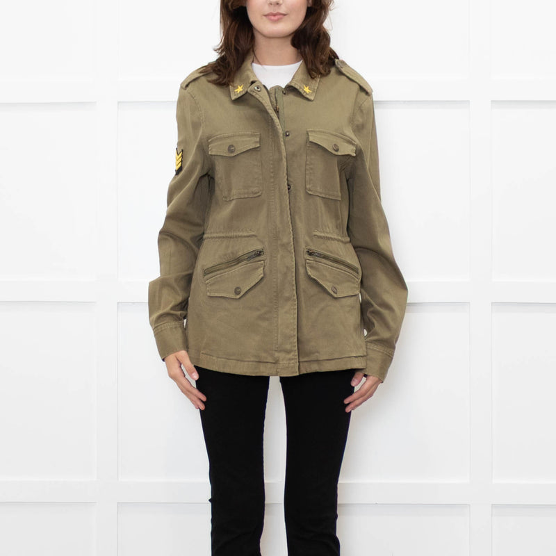 Frame Khaki Flap Pocket Denim Utility Jacket