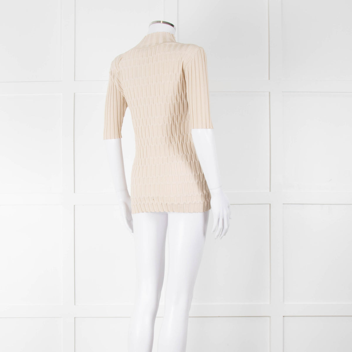 Joseph Cream Geometric Rib Short Sleeve Polo Neck