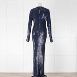 Ashish Navy Blue Sequin Maxi Dress
