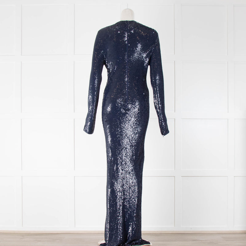 Ashish Navy Blue Sequin Maxi Dress