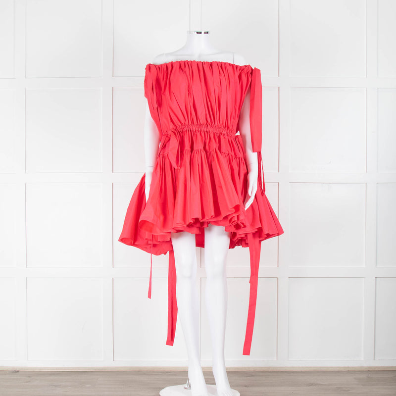 Alexander McQueen Fuchsia Pink Cotton Gathered Mini Dress