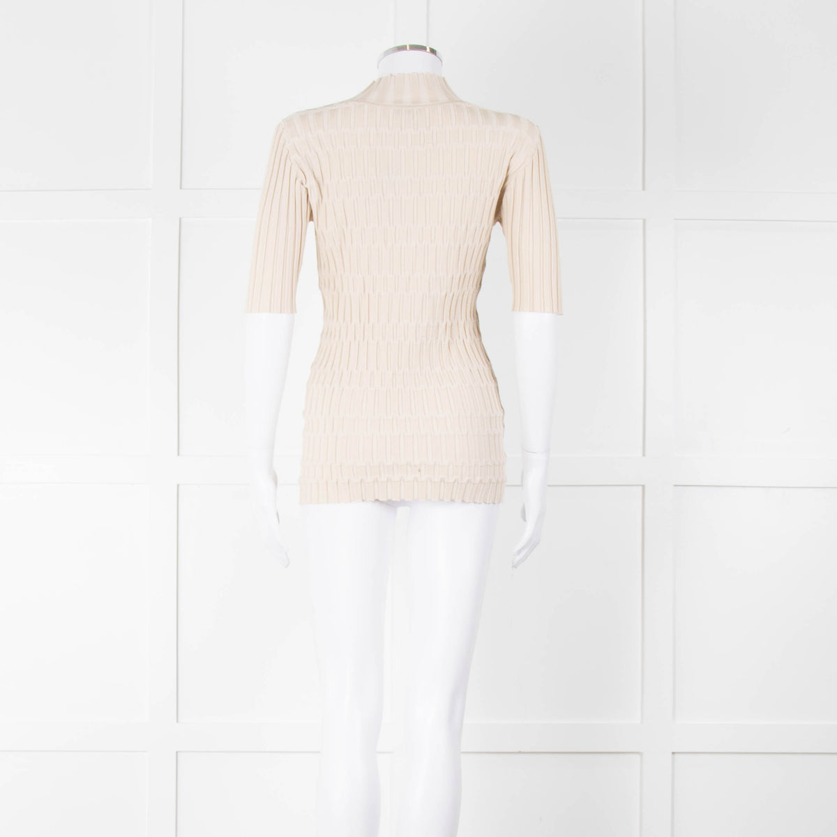 Joseph Cream Geometric Rib Short Sleeve Polo Neck