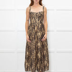 Bardot Brown Animal Print Corseted Midi Dress
