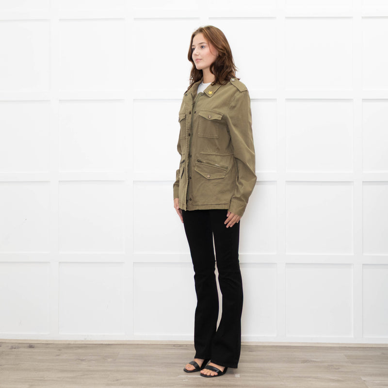 Frame Khaki Flap Pocket Denim Utility Jacket