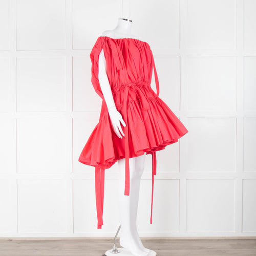 Alexander McQueen Fuchsia Pink Cotton Gathered Mini Dress