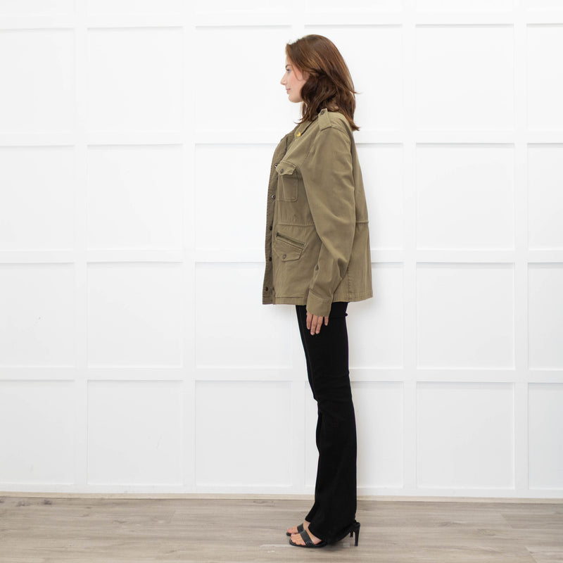 Frame Khaki Flap Pocket Denim Utility Jacket