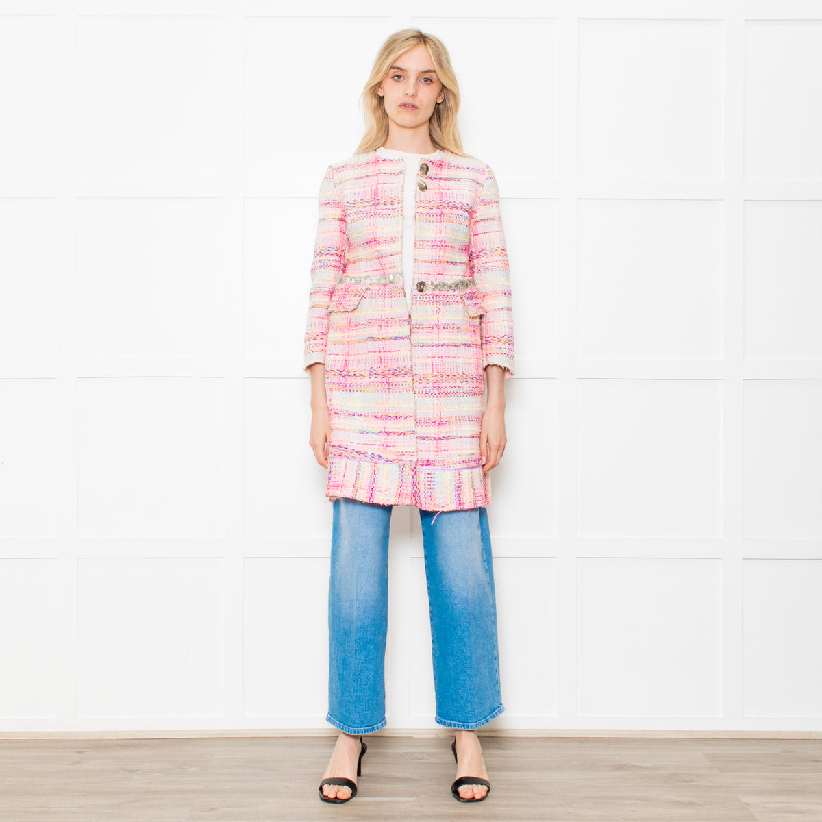 Giada Benincasa Pink Boucle Jacket with Sequin Waist