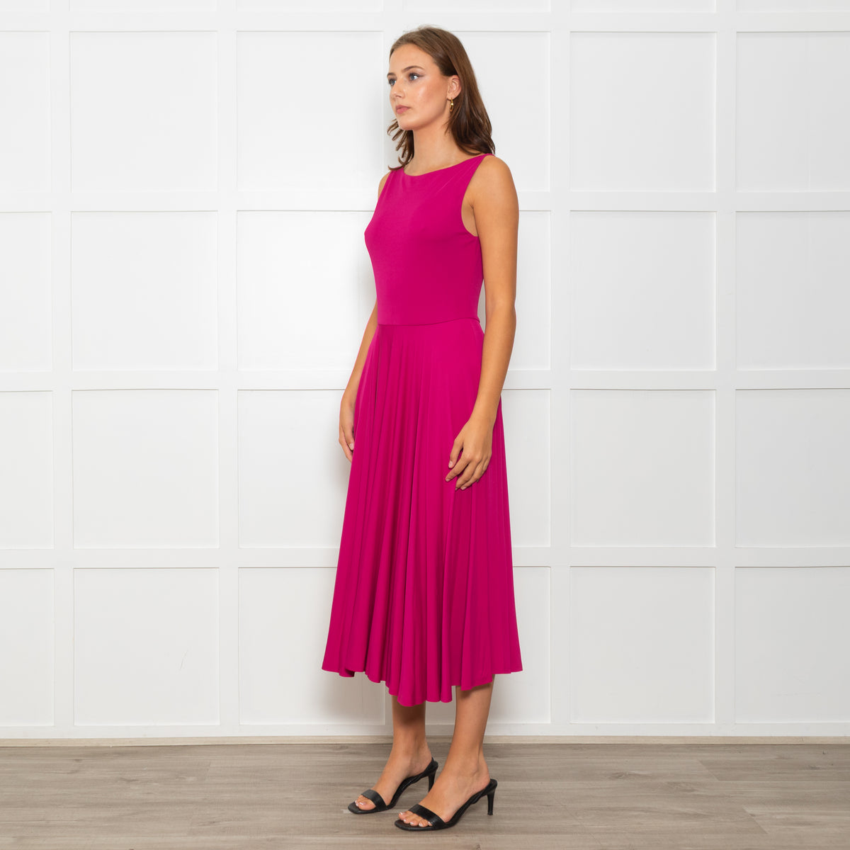 Sportmax Pink Stretch Jersey Sleeveless Midi Dress