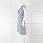 Sacai Blue And White Striped Cotton Dress With Pleated Back And Capped Sleeves