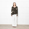 Brodie Cashmere Khaki Star Batwing Jumper