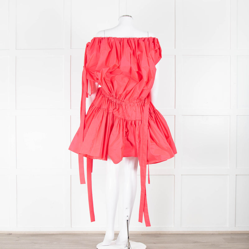 Alexander McQueen Fuchsia Pink Cotton Gathered Mini Dress