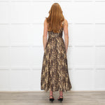 Bardot Brown Animal Print Corseted Midi Dress