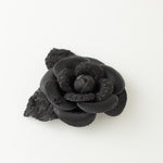 Chanel Black Fabric Camellia Pin Brooch
