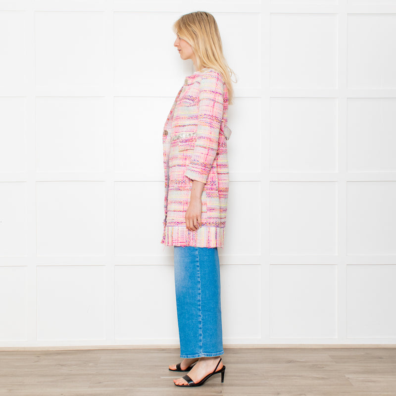 Giada Benincasa Pink Boucle Jacket with Sequin Waist