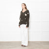 Brodie Cashmere Khaki Star Batwing Jumper