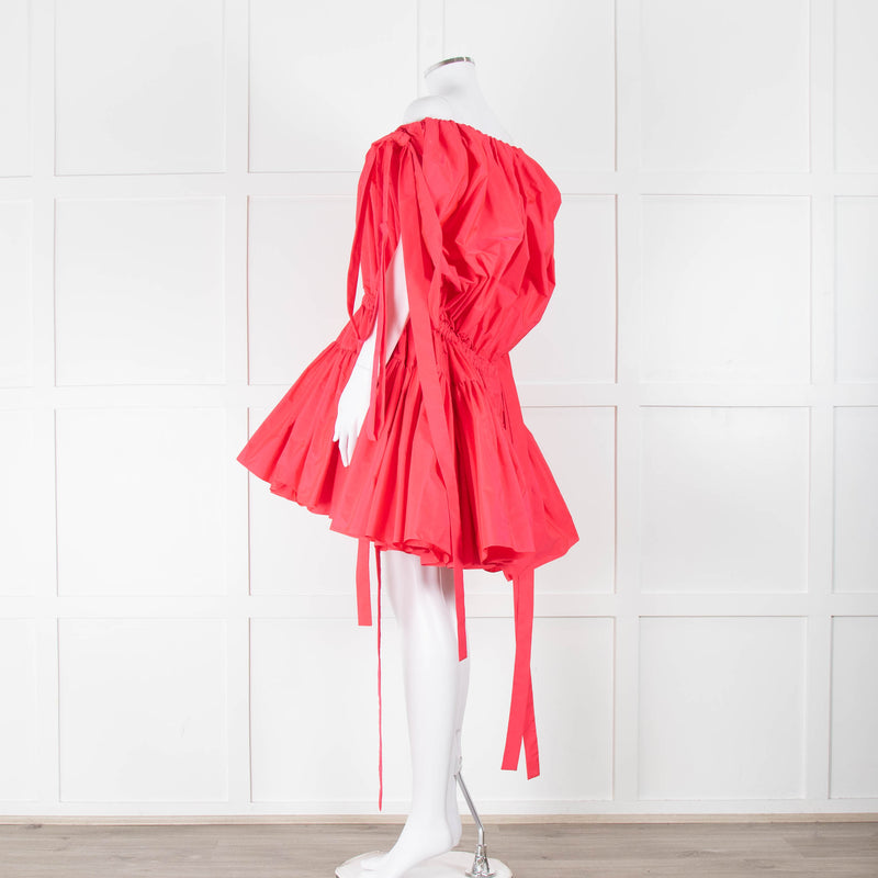 Alexander McQueen Fuchsia Pink Cotton Gathered Mini Dress