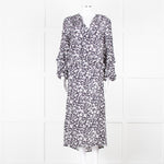 Lily And Lionel Dark Navy Blue White Floral Print Maxi Dress