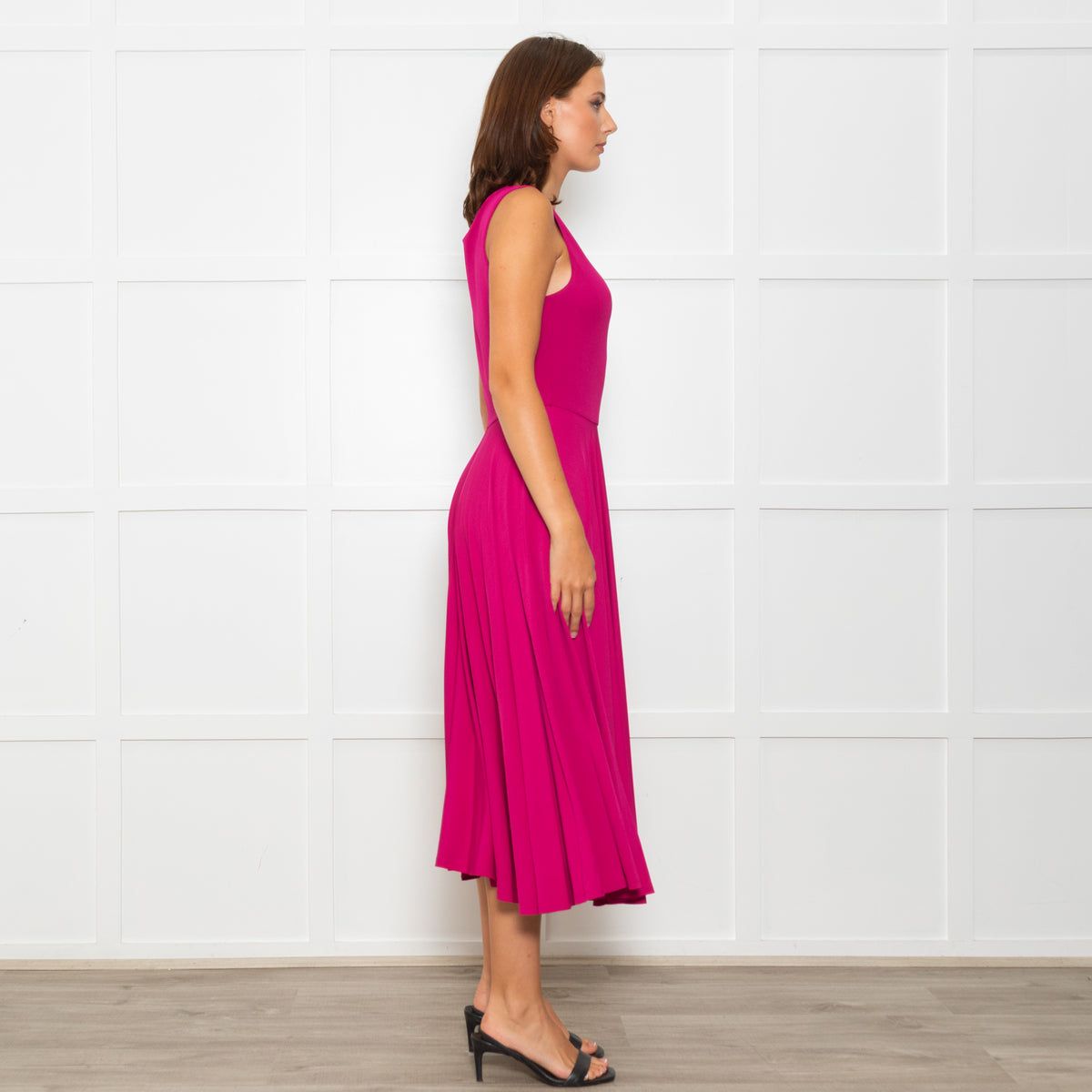 Sportmax Pink Stretch Jersey Sleeveless Midi Dress