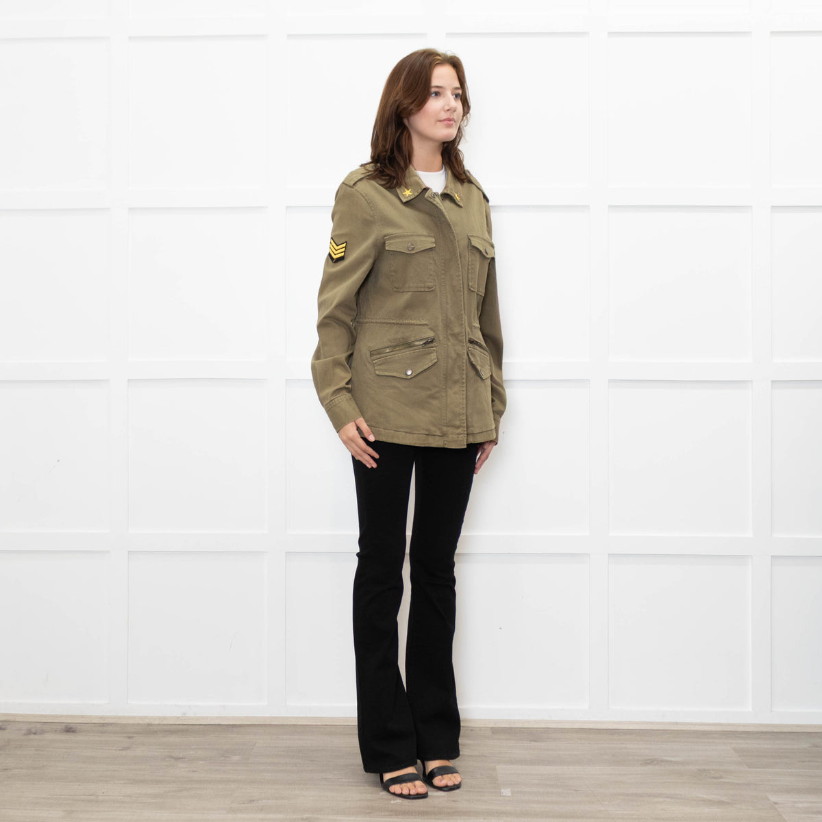 Frame Khaki Flap Pocket Denim Utility Jacket