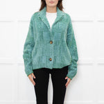 Essentiel Antwerp Green and Blue Prince of Wales Fluffy Cardigan