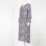 Lily And Lionel Dark Navy Blue White Floral Print Maxi Dress