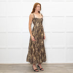 Bardot Brown Animal Print Corseted Midi Dress