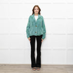 Essentiel Antwerp Green and Blue Prince of Wales Fluffy Cardigan