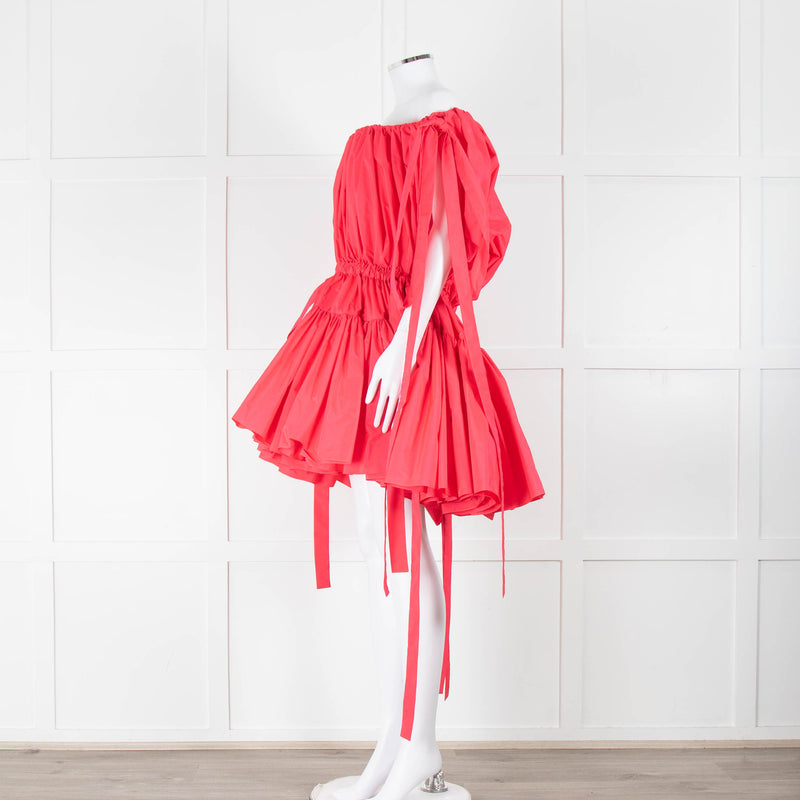 Alexander McQueen Fuchsia Pink Cotton Gathered Mini Dress