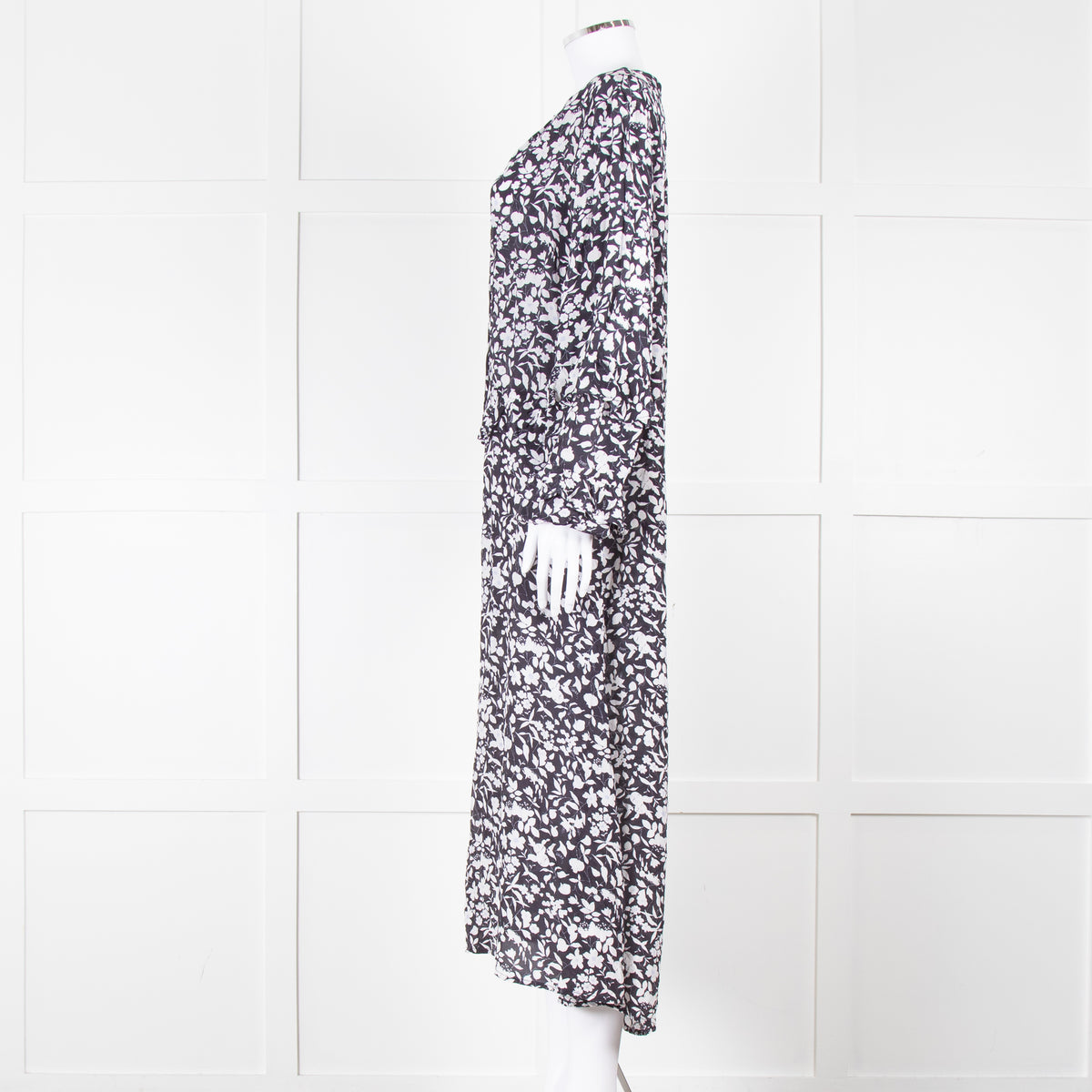 Lily And Lionel Dark Navy Blue White Floral Print Maxi Dress