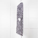 Lily And Lionel Dark Navy Blue White Floral Print Maxi Dress