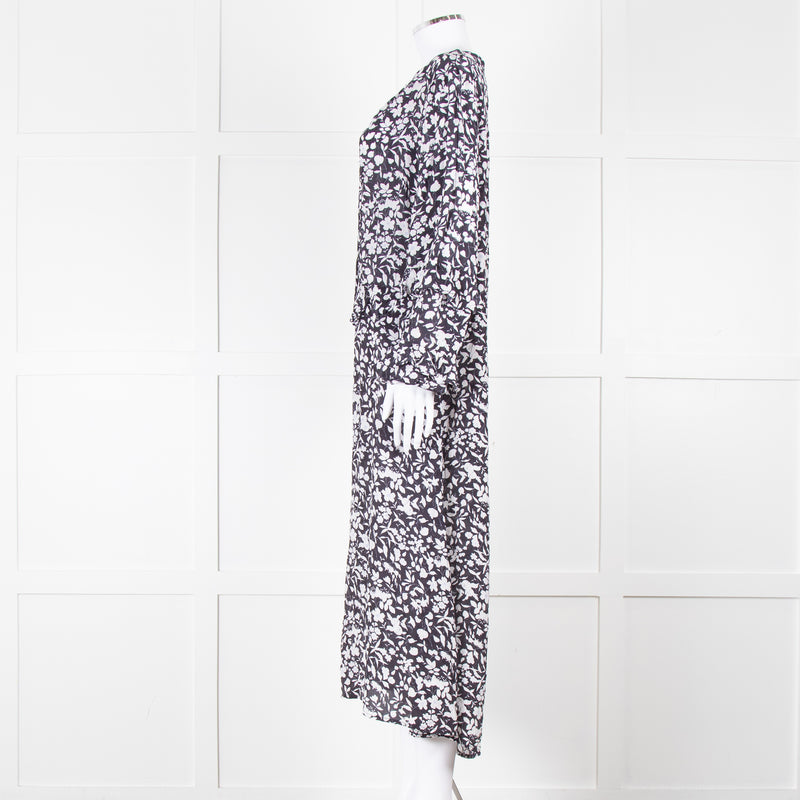 Lily And Lionel Dark Navy Blue White Floral Print Maxi Dress