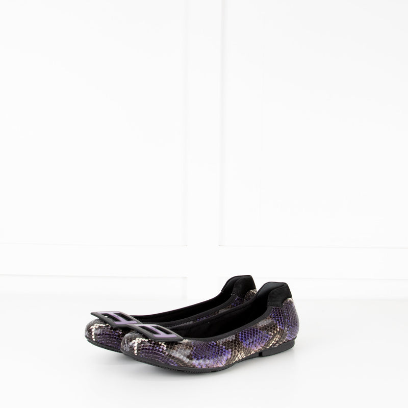 Hogan Purple Snake Embossed H Pumps