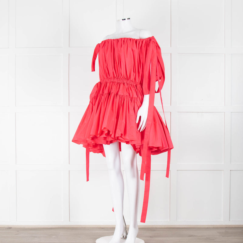 Alexander McQueen Fuchsia Pink Cotton Gathered Mini Dress