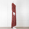 Ganni Black With Red Poppy Crepe Wrap Dress