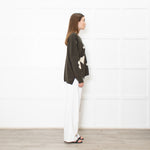 Brodie Cashmere Khaki Star Batwing Jumper