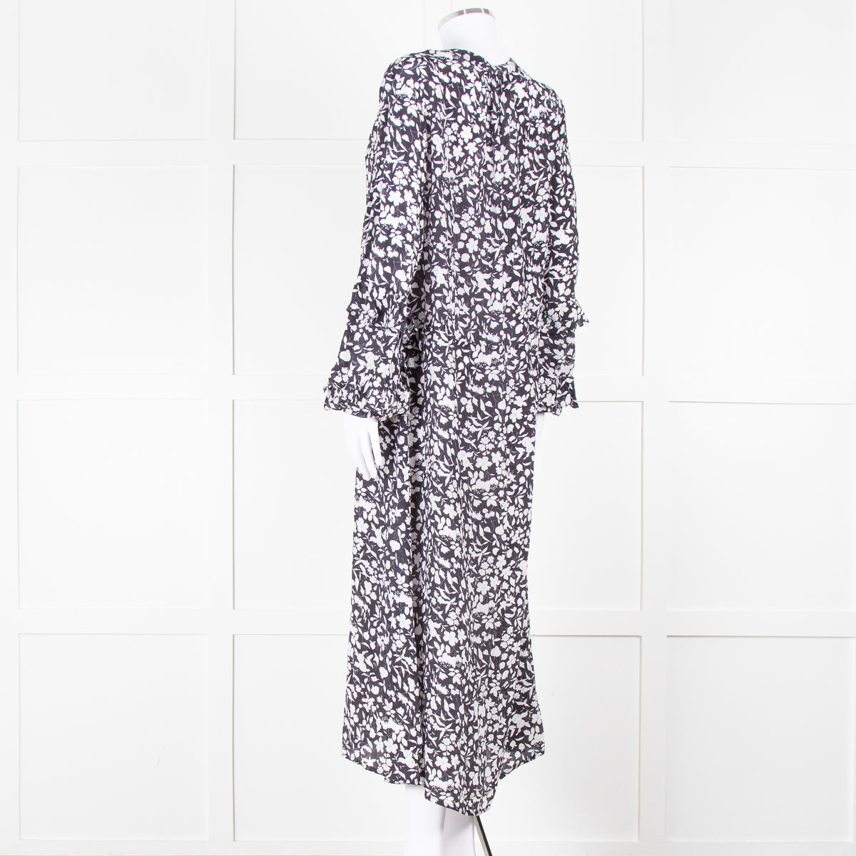 Lily And Lionel Dark Navy Blue White Floral Print Maxi Dress
