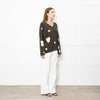 Brodie Cashmere Khaki Star Batwing Jumper