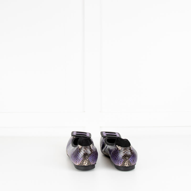 Hogan Purple Snake Embossed H Pumps