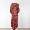 Ganni Black With Red Poppy Crepe Wrap Dress