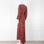 Ganni Black With Red Poppy Crepe Wrap Dress