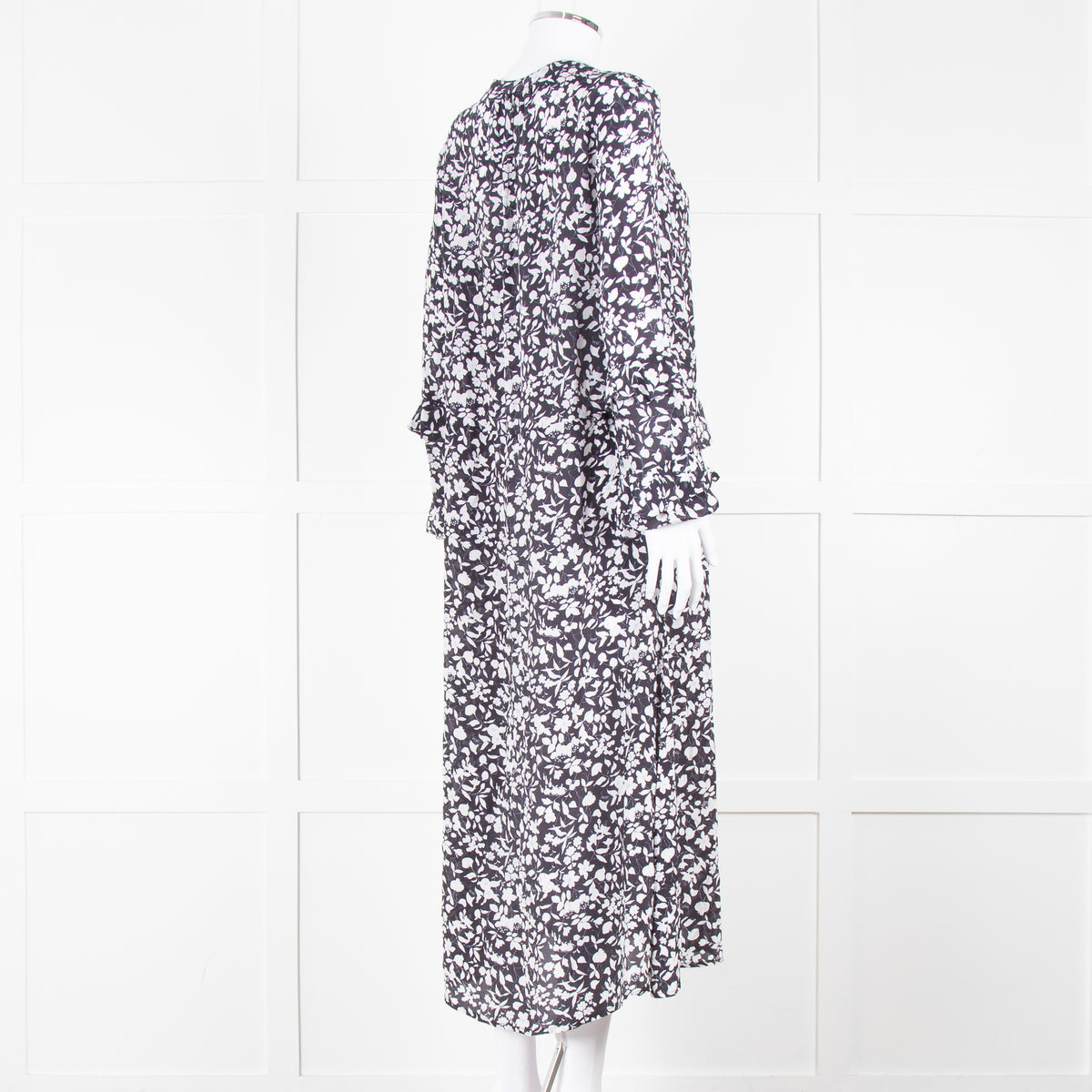 Lily And Lionel Dark Navy Blue White Floral Print Maxi Dress
