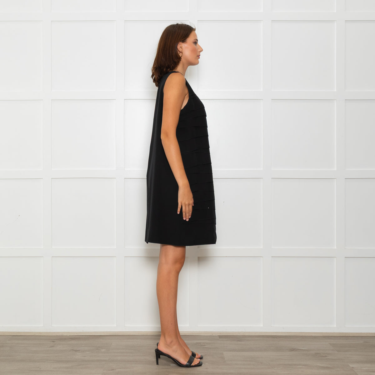 Paule Ka Black Multi Layered Sleeveless Shift Dress