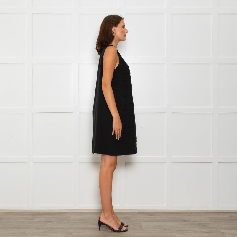Paule Ka Black Multi Layered Sleeveless Shift Dress